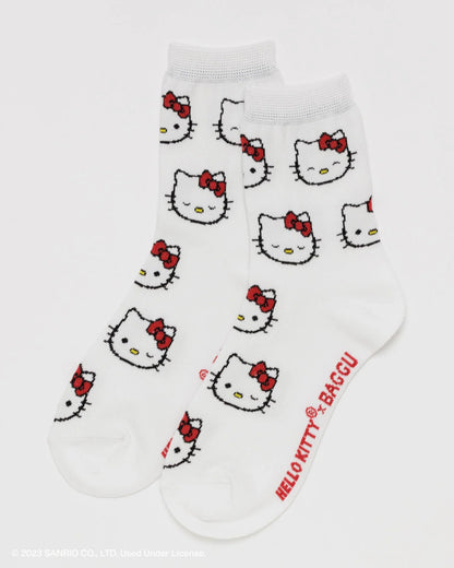 BAGGU Crew Sock - Hello Kitty Snow - Preston Apothecary