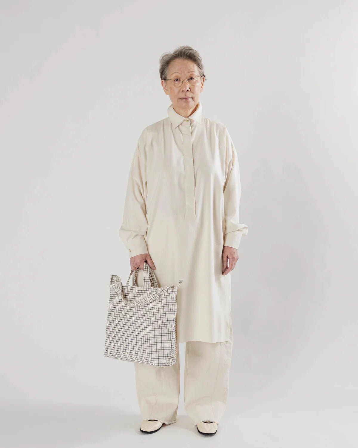 BAGGU | Horizontal Duck Bag Natural Grid