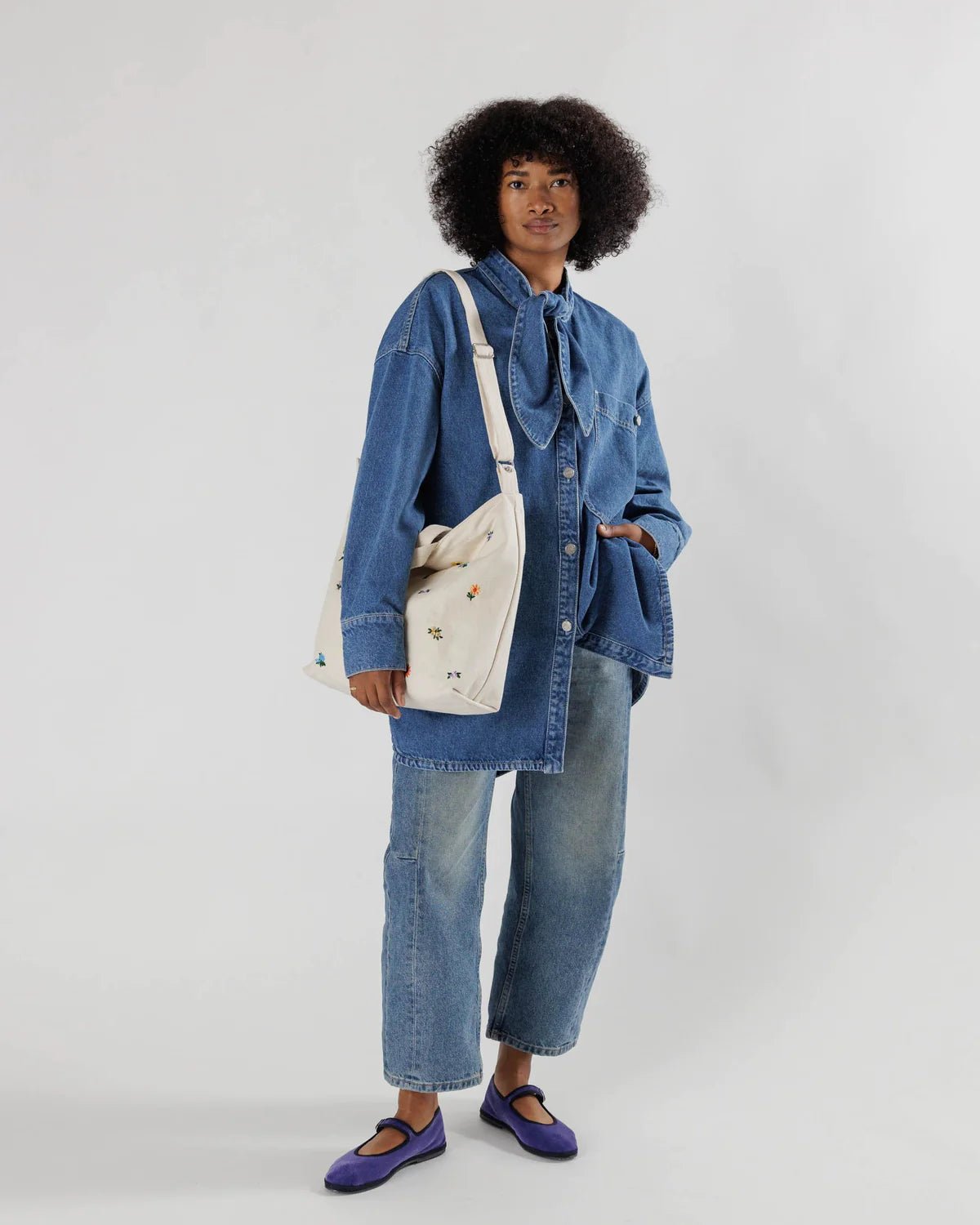 BAGGU | Horizontal Zip Duck Bag Embroidered Ditsy Floral