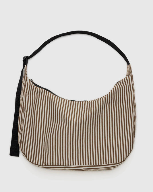 BAGGU Large Nylon Crescent Bag - Brown Stripe - Preston ApothecaryBaggu