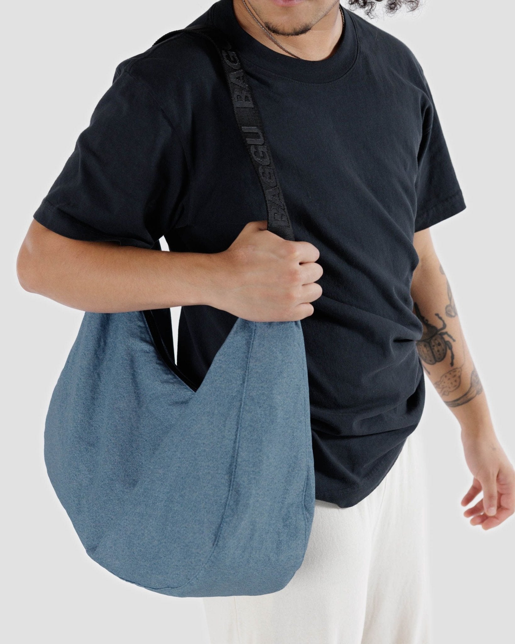 BAGGU Large Nylon Crescent Bag - Digital Denim