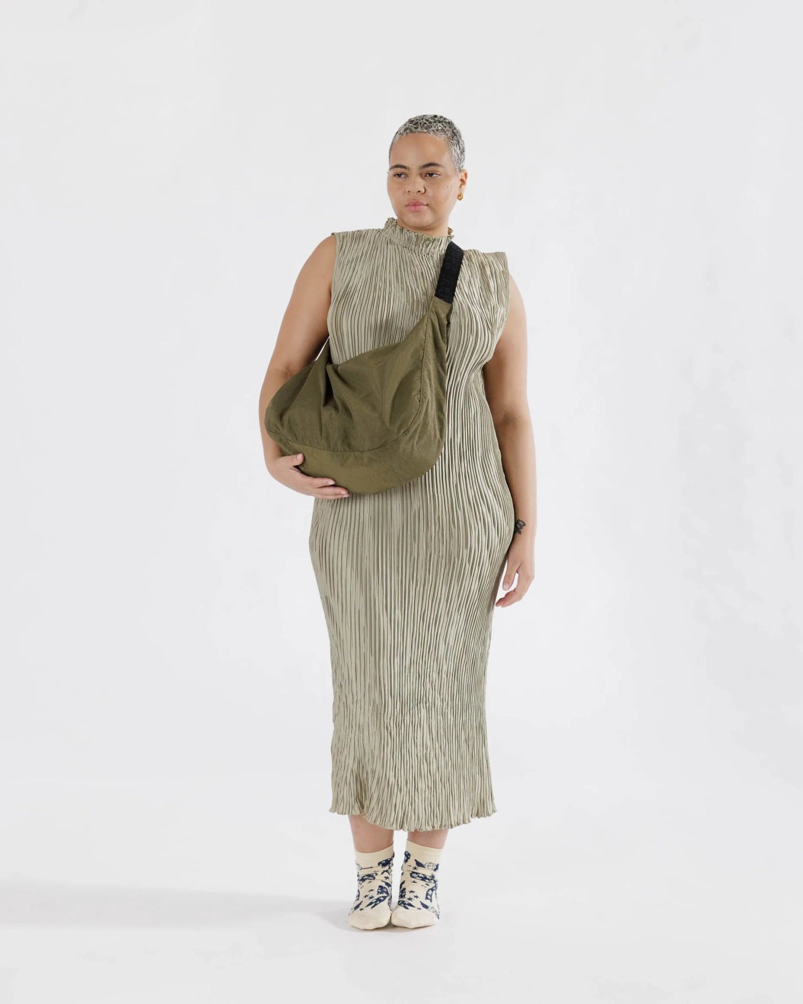 BAGGU Large Nylon Crescent Bag - Seaweed