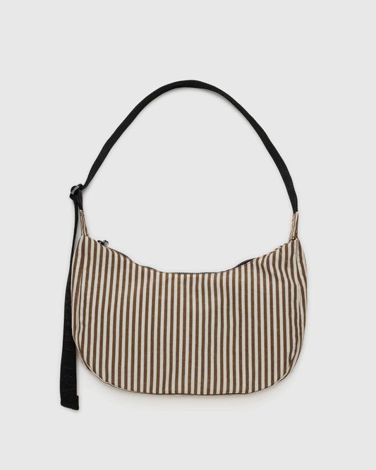 BAGGU Medium Nylon Crescent Bag - Brown Stripe - Preston ApothecaryBaggu