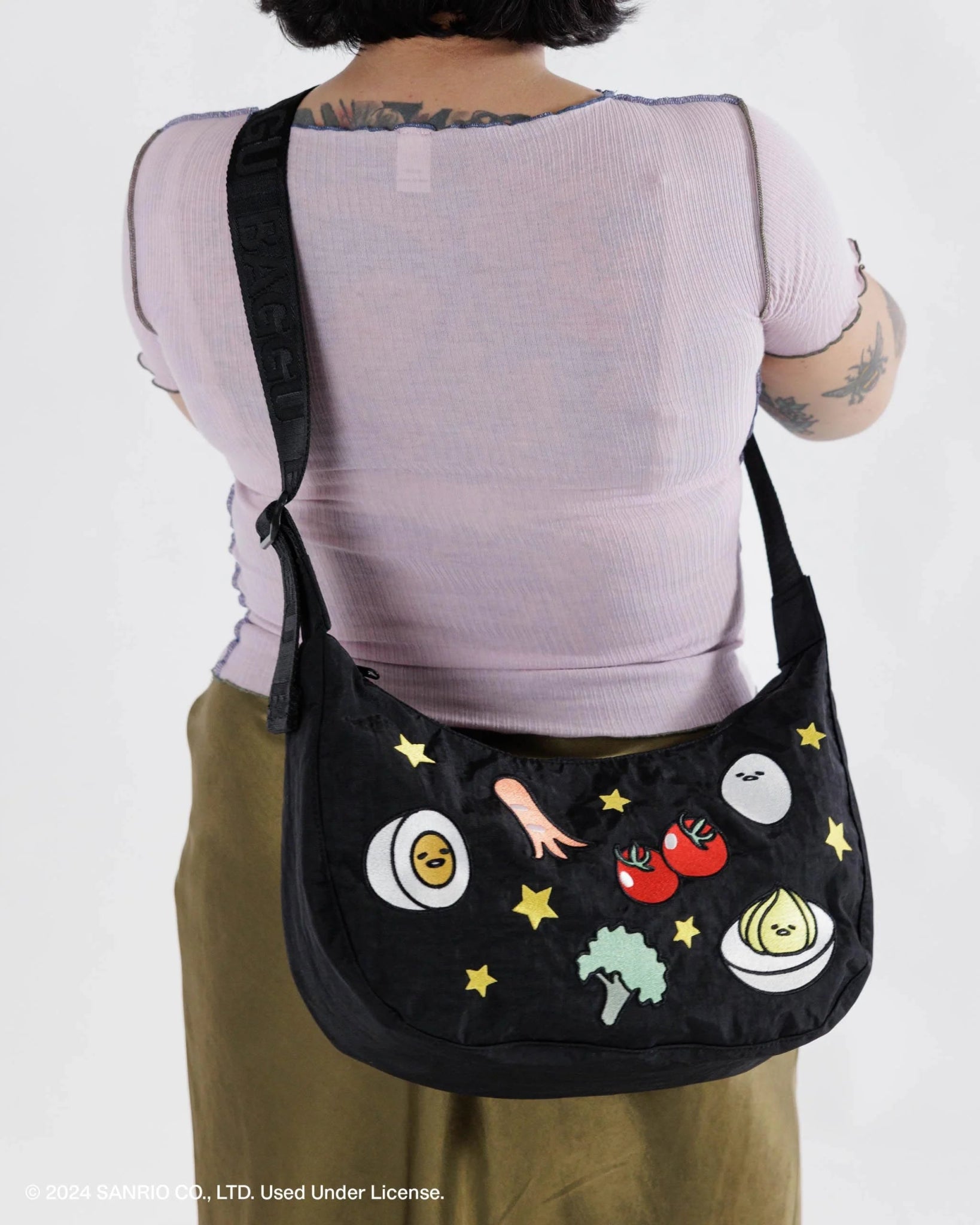 BAGGU Medium Nylon Crescent Bag - Embroidered Gudetama - Preston Apothecary