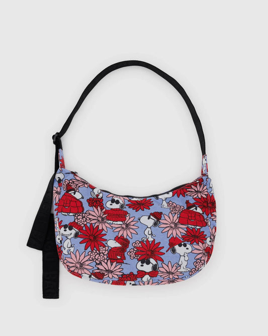 BAGGU Medium Nylon Crescent Bag -  Floral Snoopy Bag Baggu   