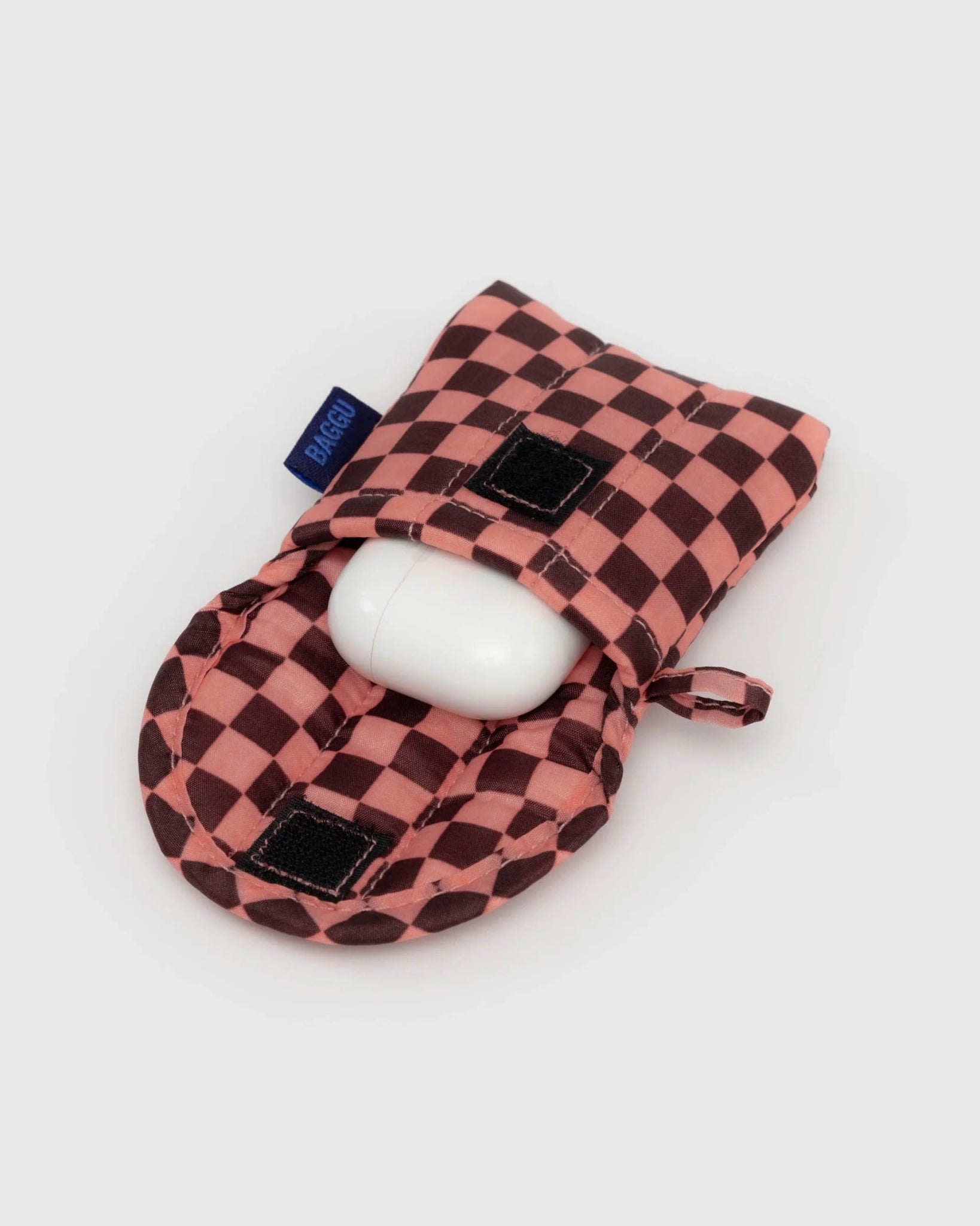 BAGGU | Puffy Earbuds Case Pink Brown Check