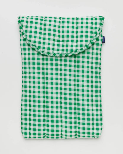 BAGGU Puffy Laptop Sleeve 16" - Green Gingham Living Baggu   