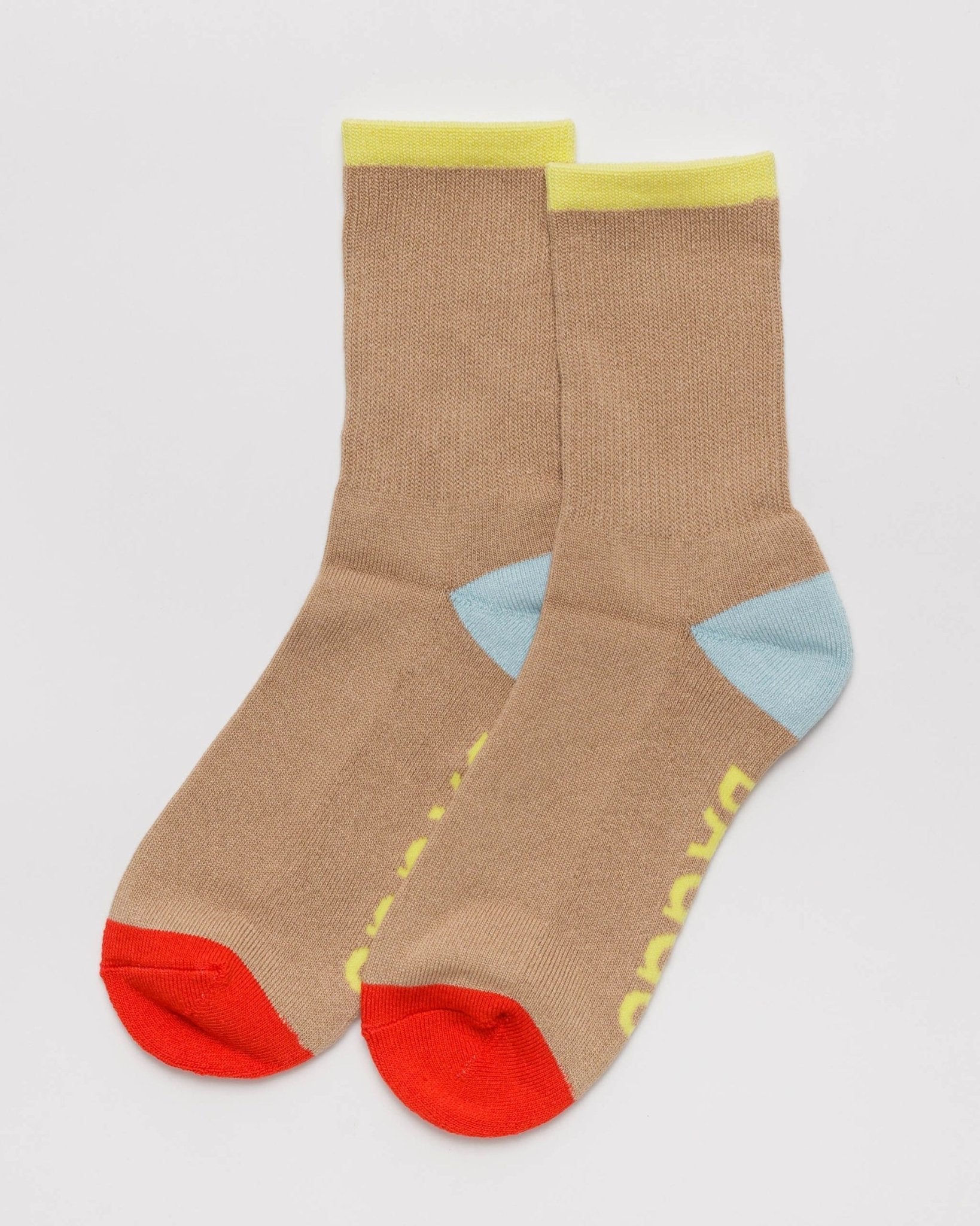 BAGGU Ribbed Sock -  Beige Mix | Large