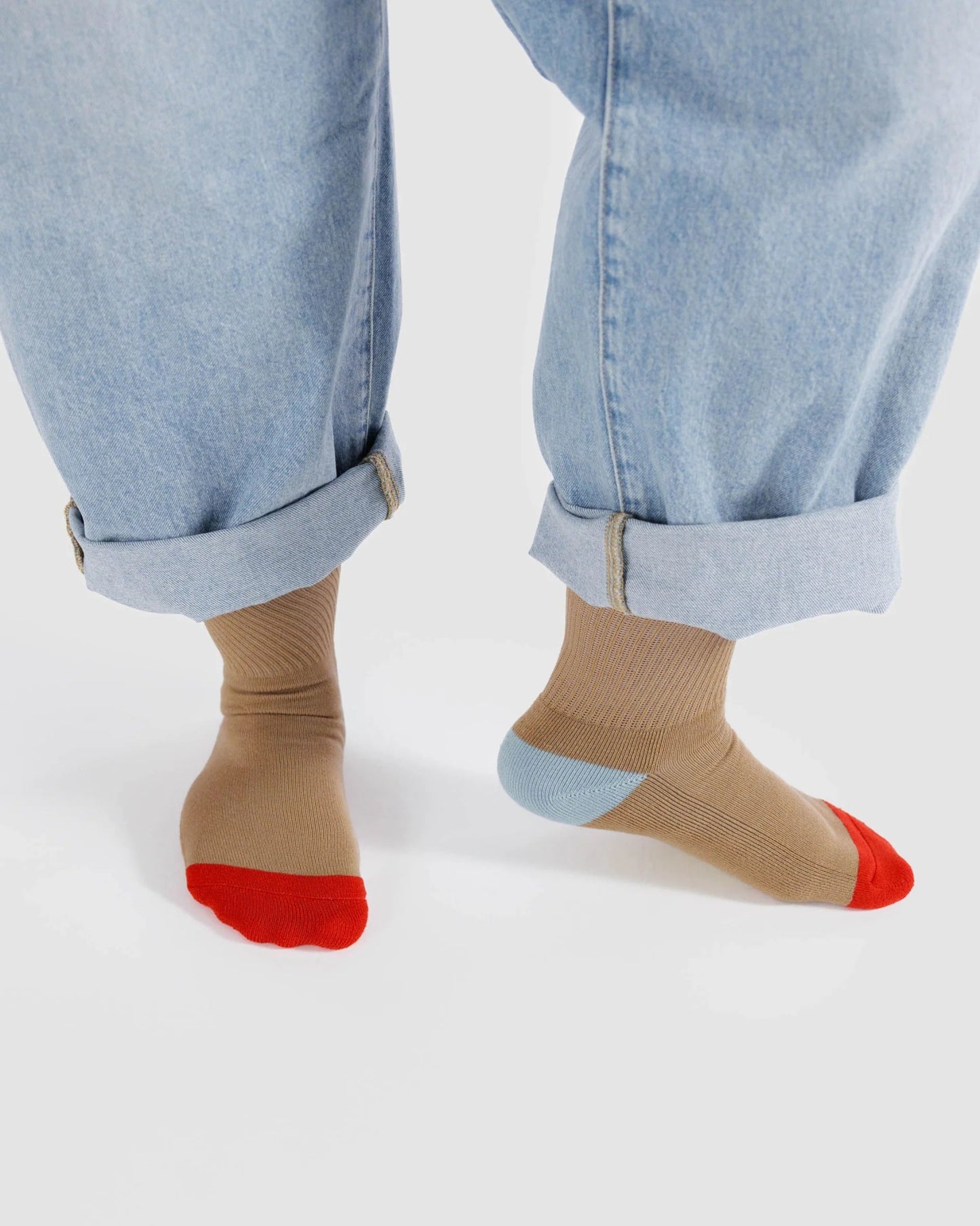 BAGGU Ribbed Sock -  Beige Mix | Large Socks Baggu   