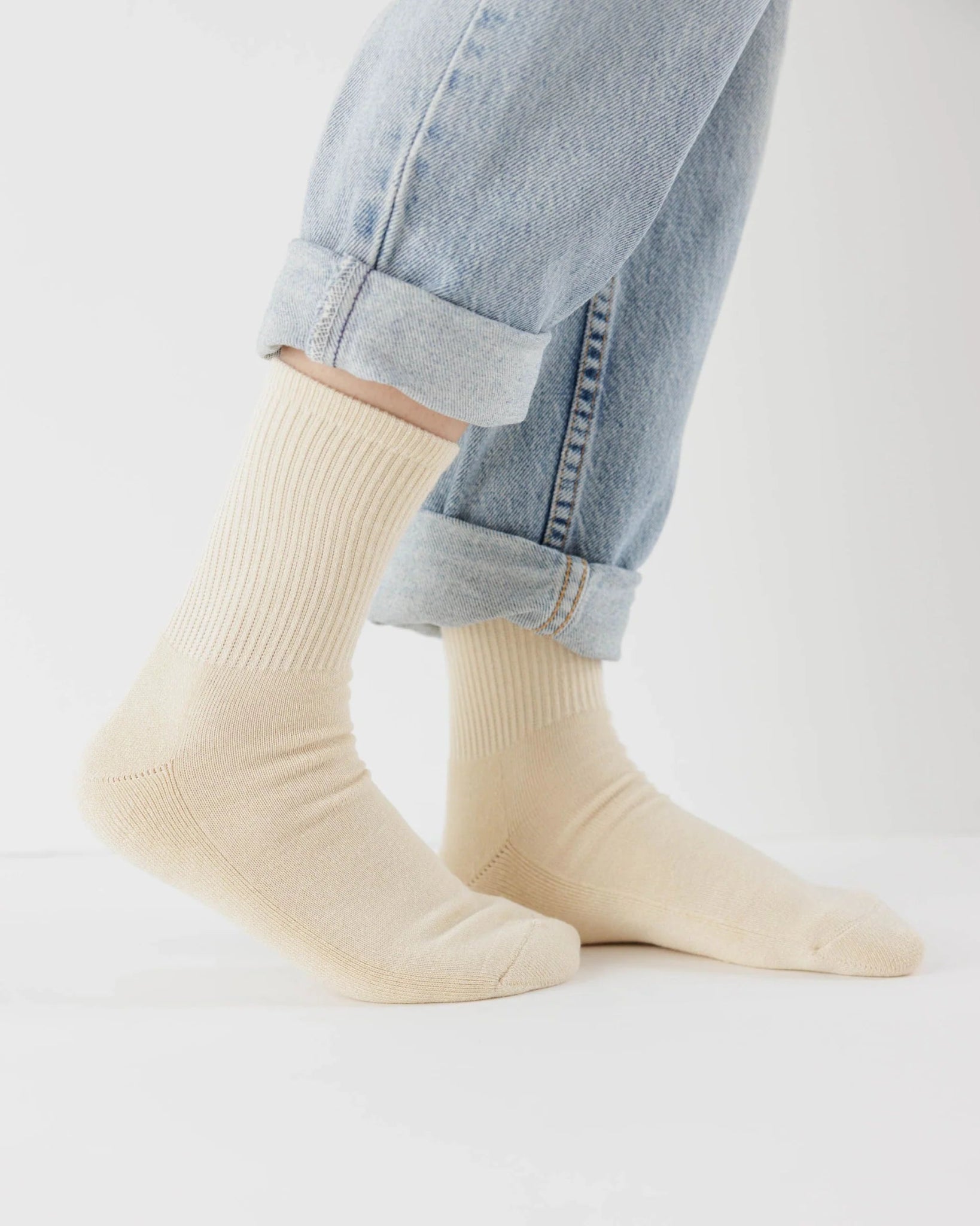 BAGGU Ribbed Sock -| Ecru Large