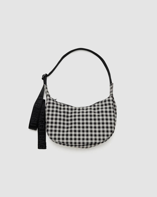 BAGGU Small Nylon Crescent Bag - Black & White Gingham - Preston ApothecaryBaggu