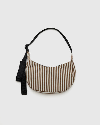 BAGGU Small Nylon Crescent Bag - Brown Stripe - Preston Apothecary