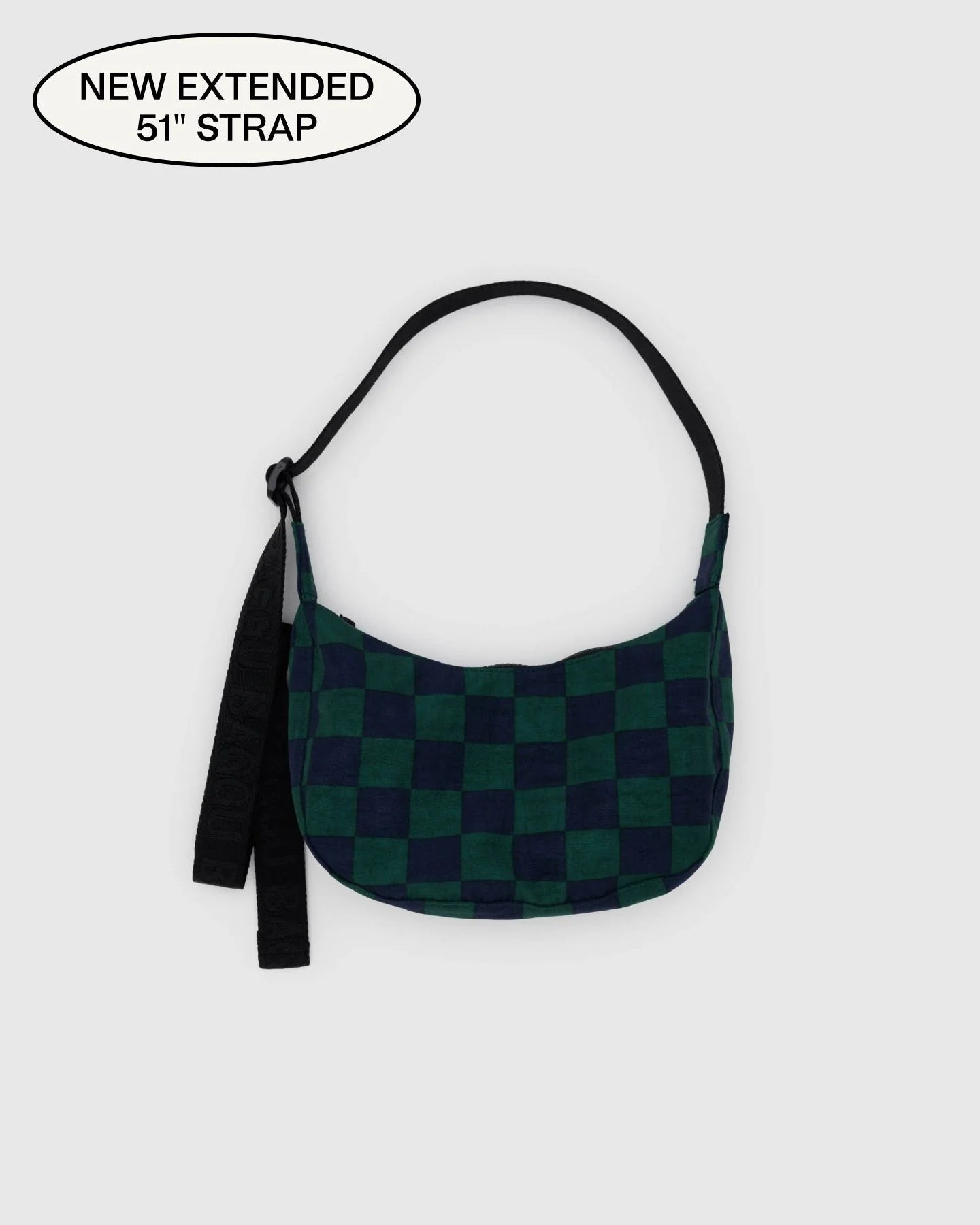 BAGGU | Small Nylon Crescent Bag Navy Green Check Bag Baggu   