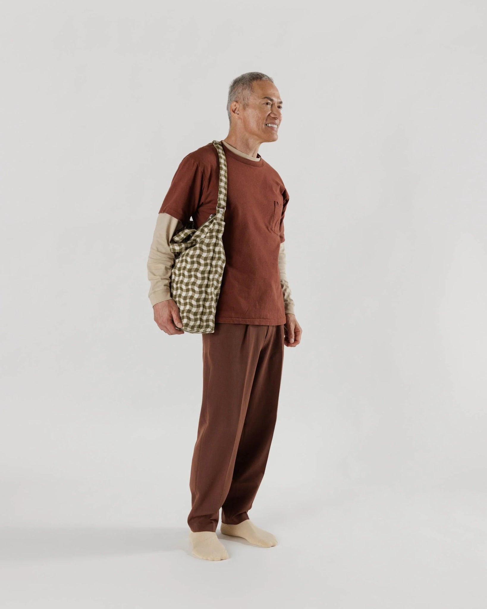 BAGGU | Zip Duck Bag Wavy Gingham Brown