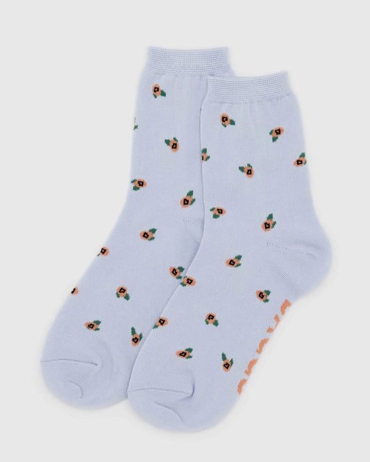 BAGGU Crew Sock -Blue Rosette Socks Baggu   