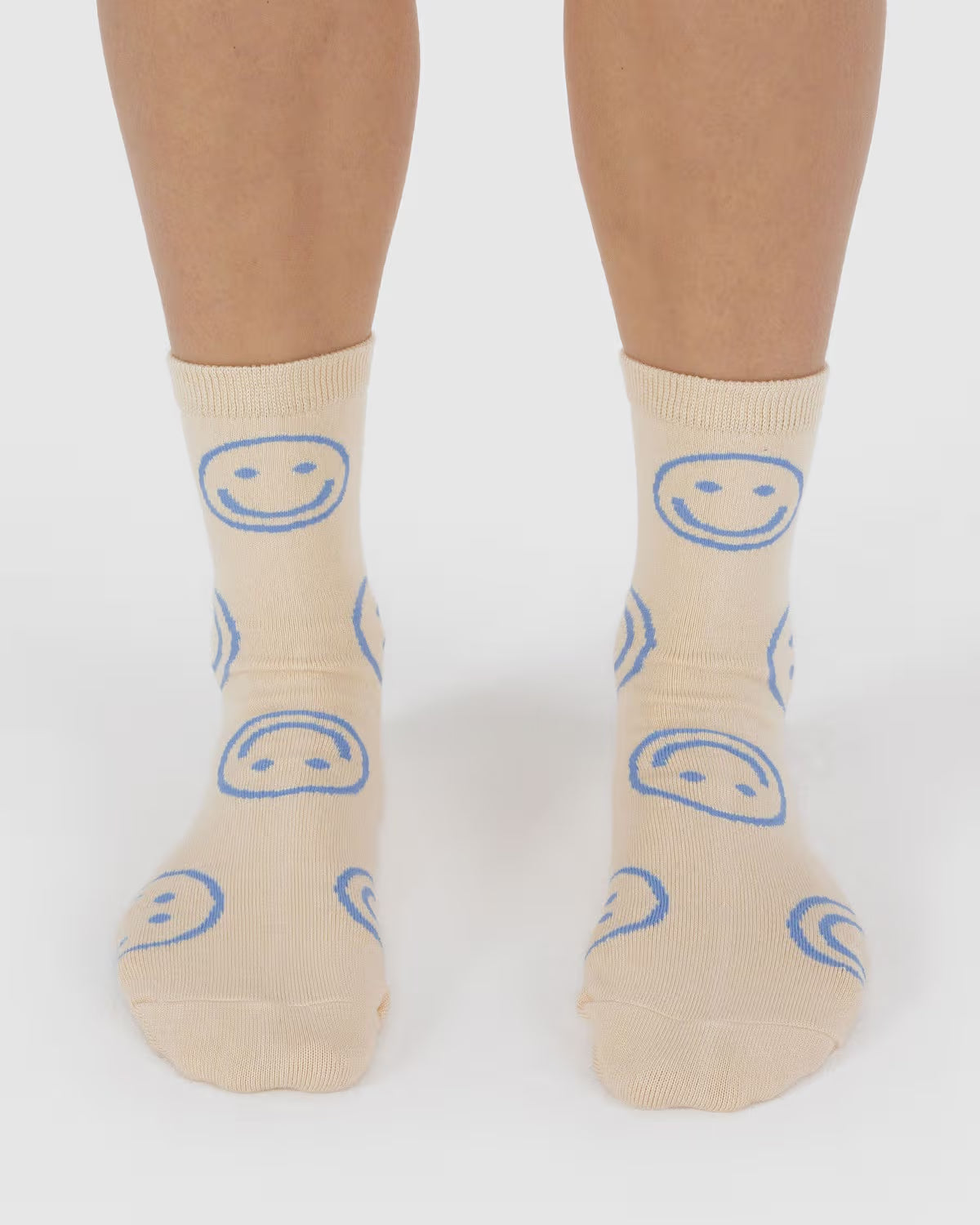 BAGGU Crew Sock - Ecru Periwinkle Happy