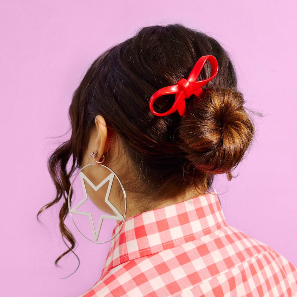 CHUNKS Large Bow Hairpin in Red