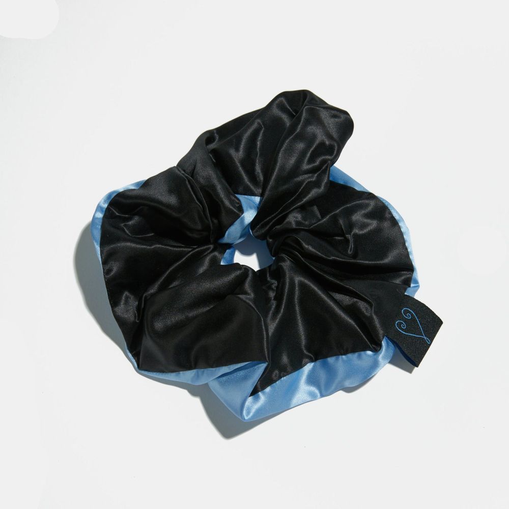 CHUNKS Large Silk Scrunchie In Black + Blue scrunchie CHUNKS   