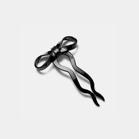 CHUNKS Small Bow Hairpin In Black｡ - Preston Apothecary