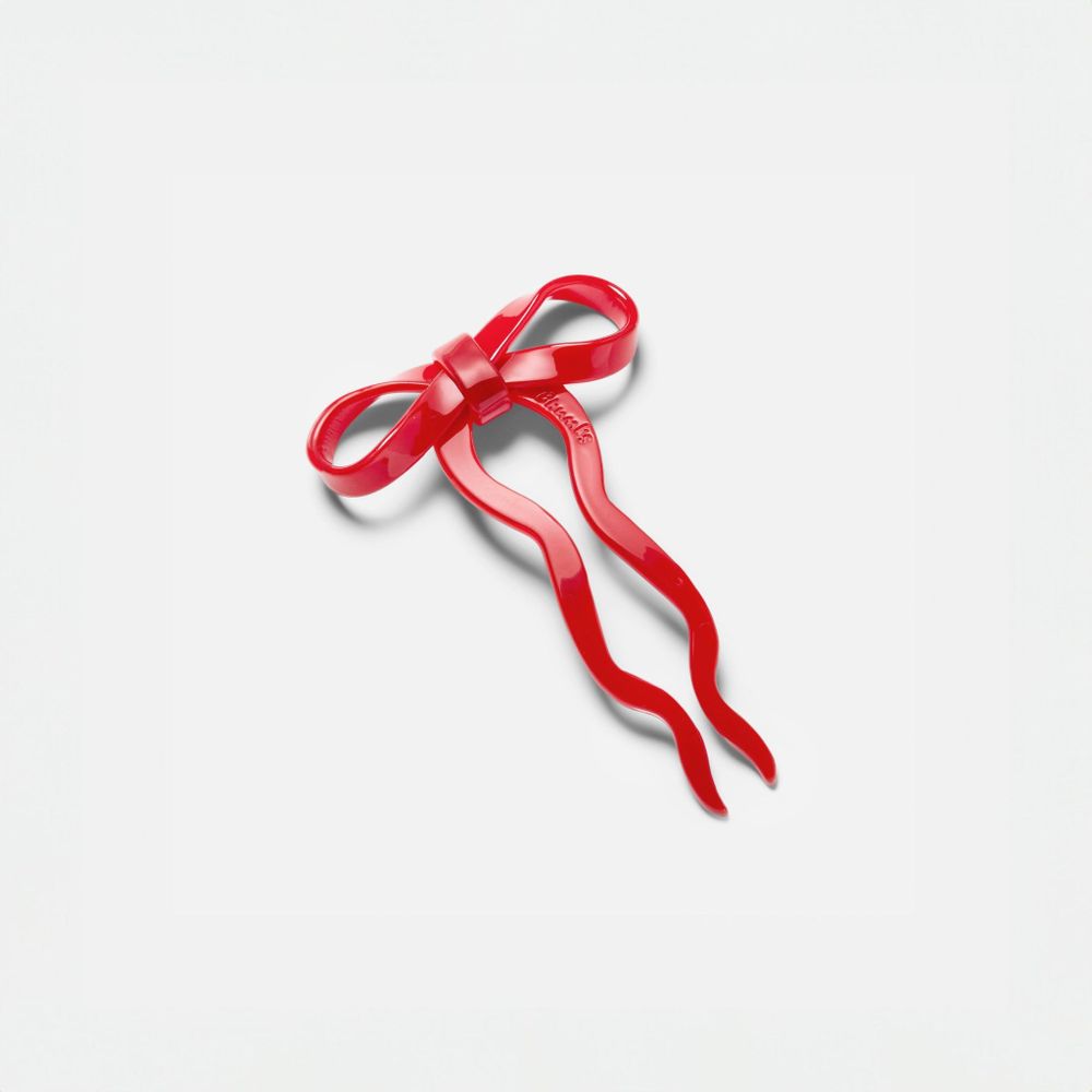 CHUNKS Small Bow Hairpin In Red