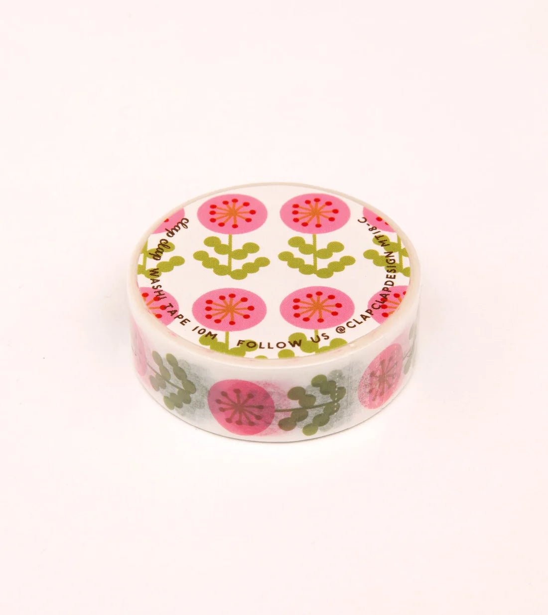 CLAP CLAP Pink Floral Washi Tape 15mm Washi Tape Clap Clap   