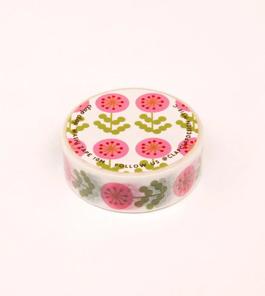 CLAP CLAP Pink Floral Washi Tape 15mm - Preston Apothecary