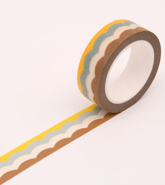 CLAP CLAP Scallop Pattern Washi Tape - Yellow and Baby Blue 15 mm - Preston Apothecary