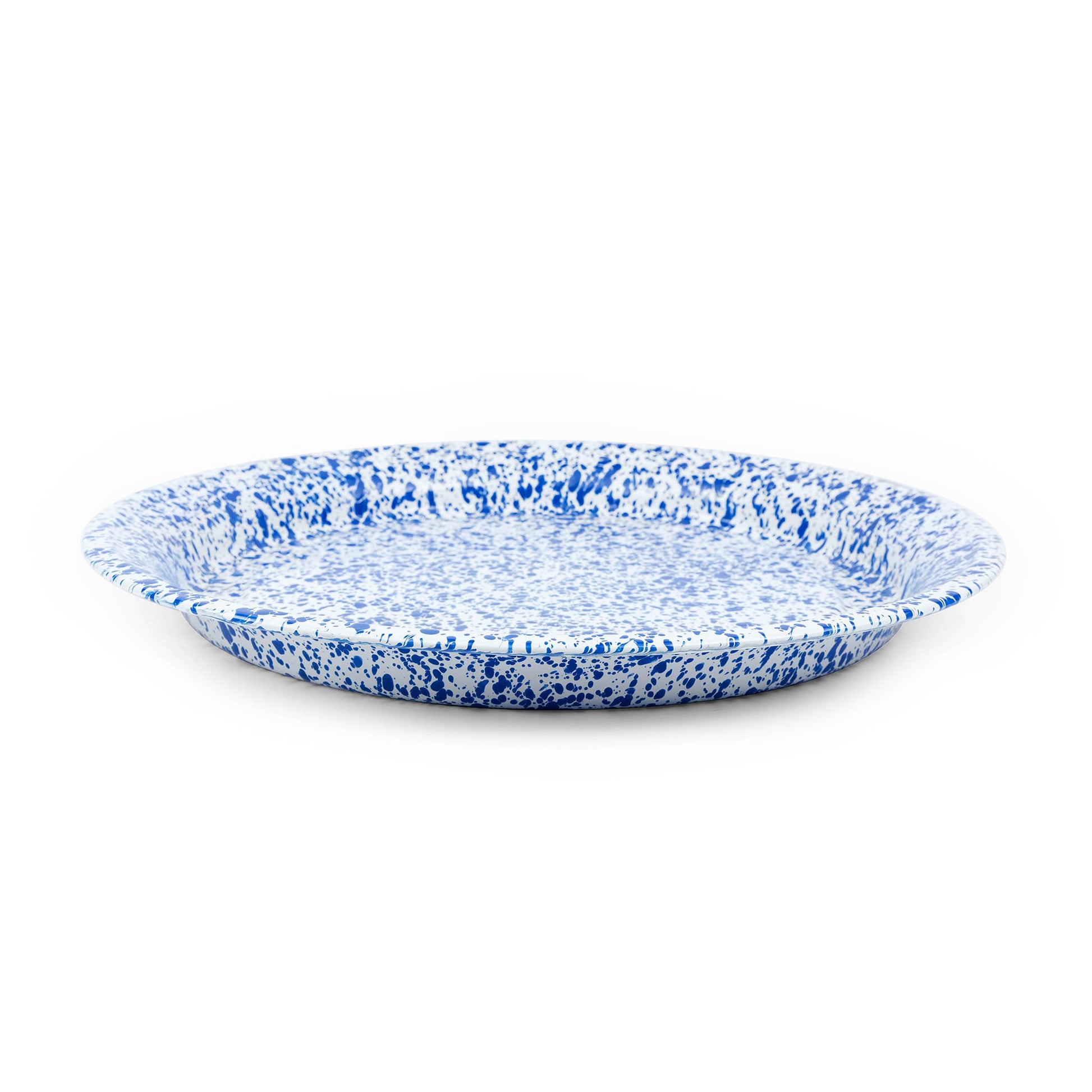 Crow Canyon Home - Splatter Enamelware Large Round Tray | Blue Splatter - Preston Apothecary