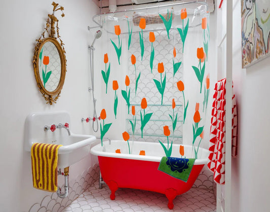 DUSEN DUSEN Shower Curtain | Red Tulip - Preston Apothecary