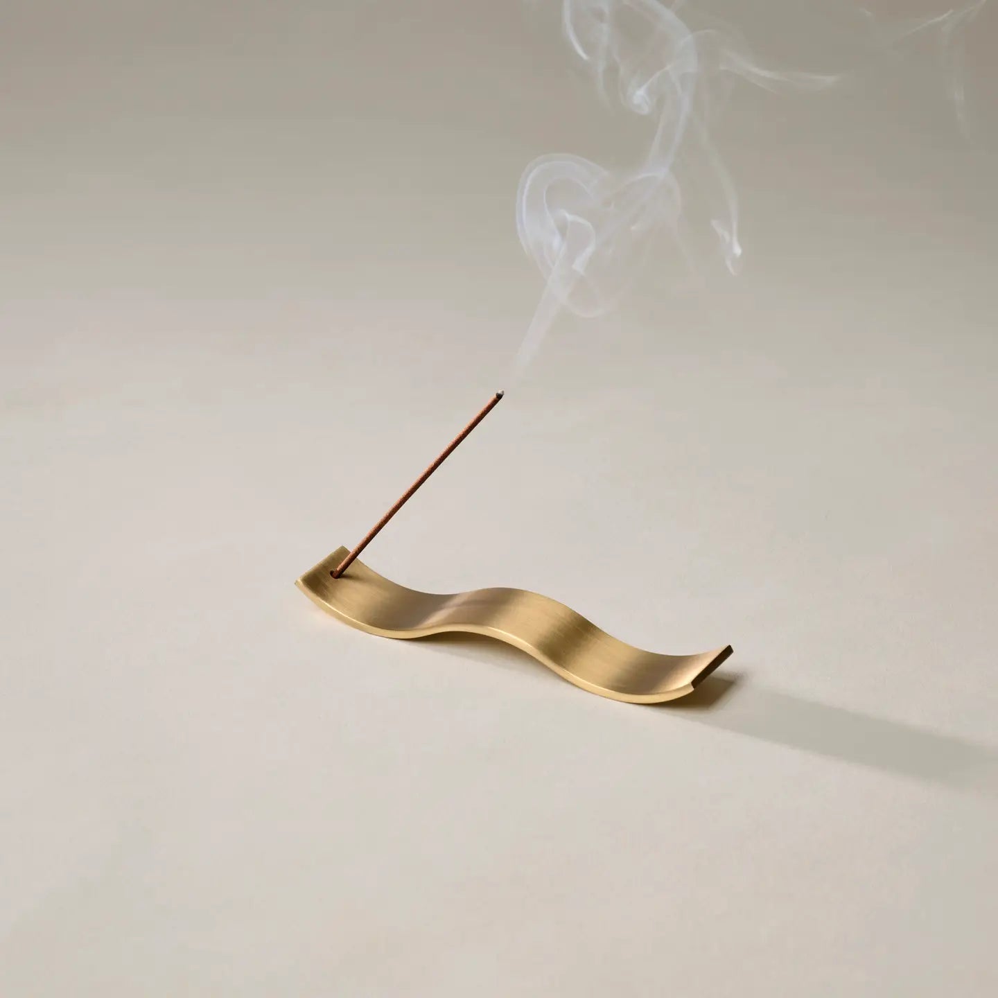 GENTLE HABITS Brass Wave Incense Holder