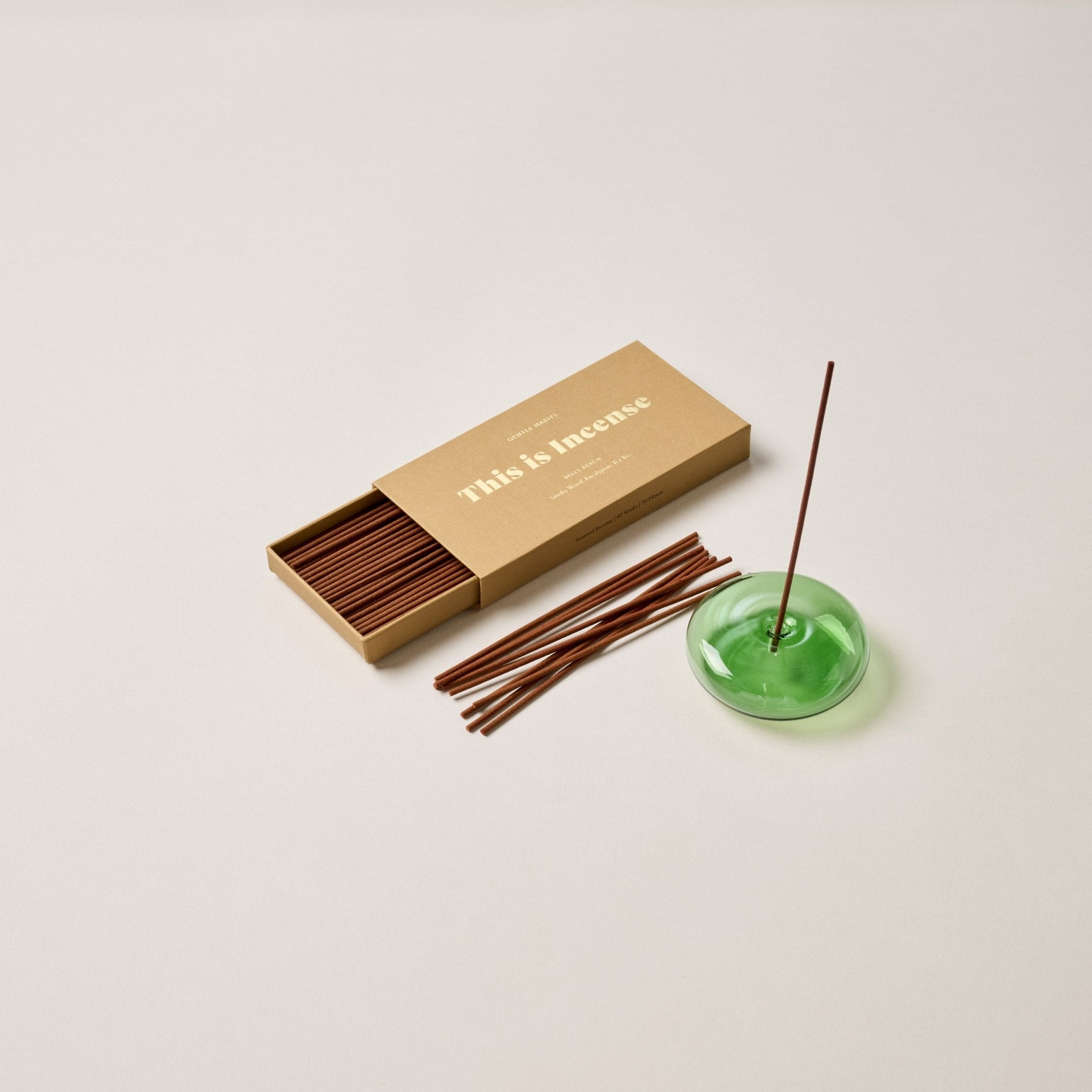 GENTLE HABITS Glass Vessel Incense Holder - GREEN