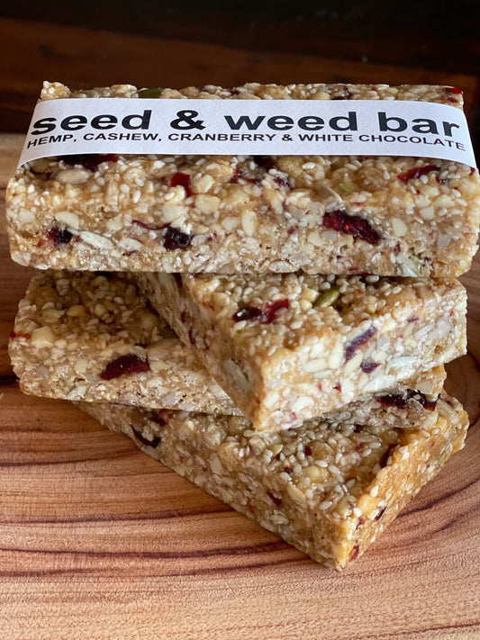 Seed & Weed | White Chocolate Cashew and Cranberry Bar