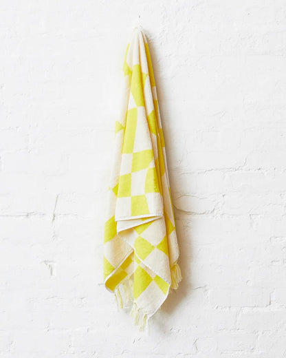 KIP&CO Checkerboard Yellow Terry Bath Towel - Preston Apothecary