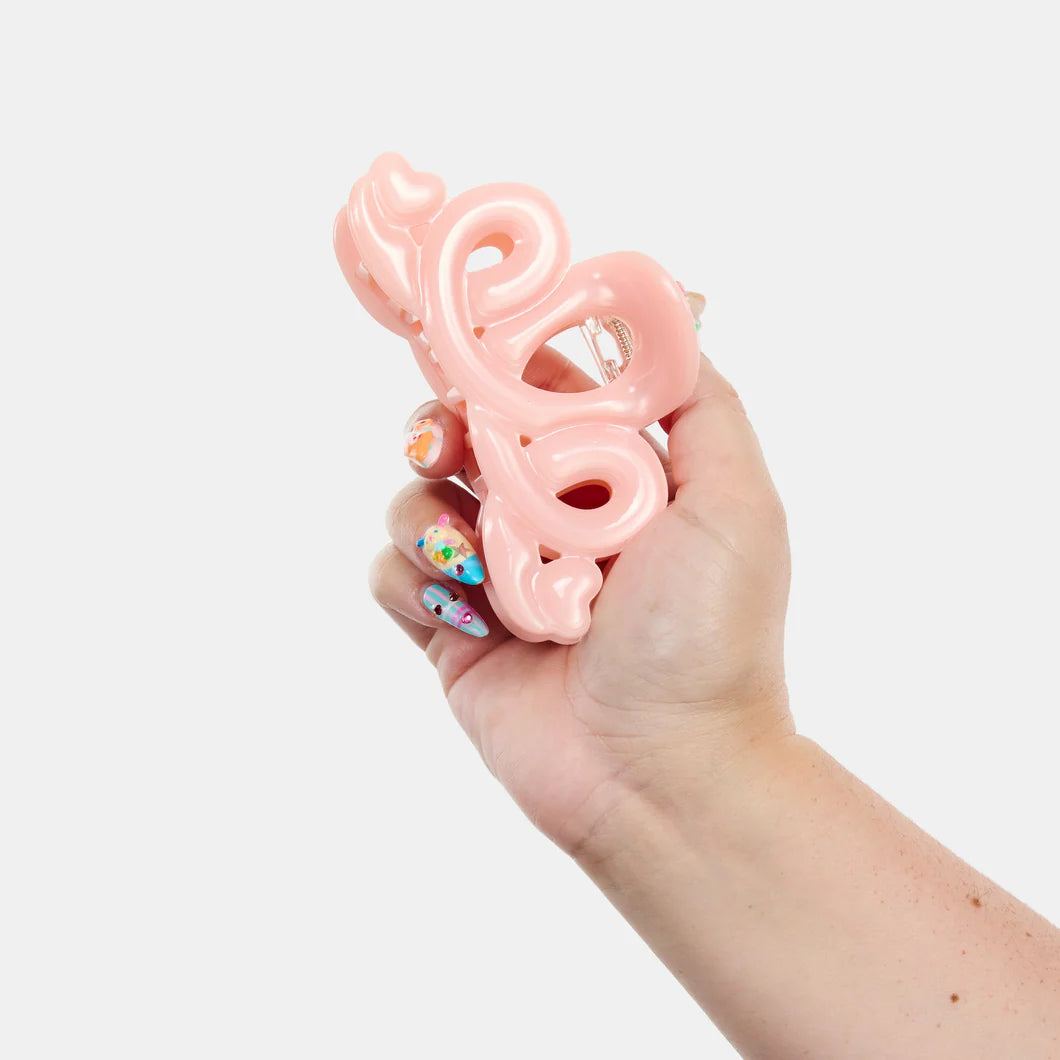 CHUNKS - Large Heart Loop Claw in Pink