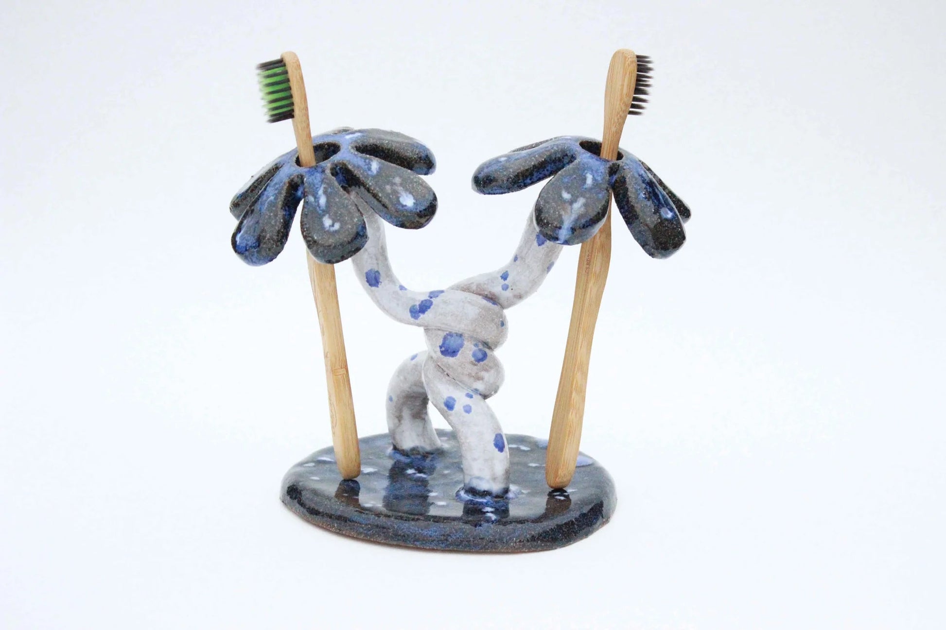 Life Slice | Double Daisy Toothbrush Holder in Blue  Life Slice   