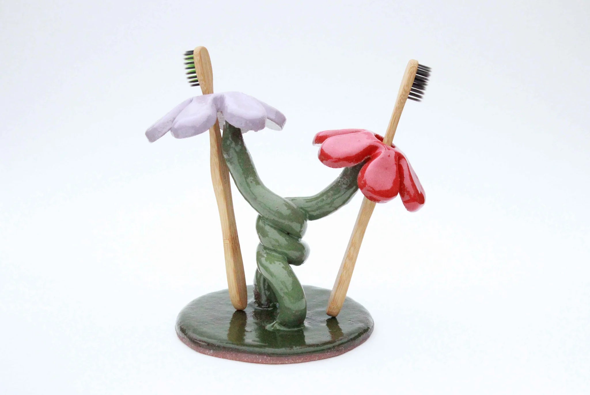 Life Slice | Double Daisy Toothbrush Holder in Lilac and Red