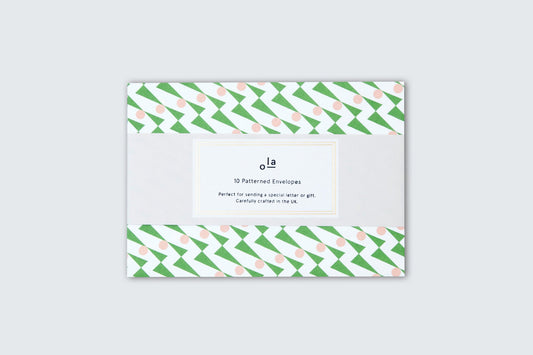 OLA Patterned Envelopes Set of 10 - Enid Pink/Green - Preston Apothecary