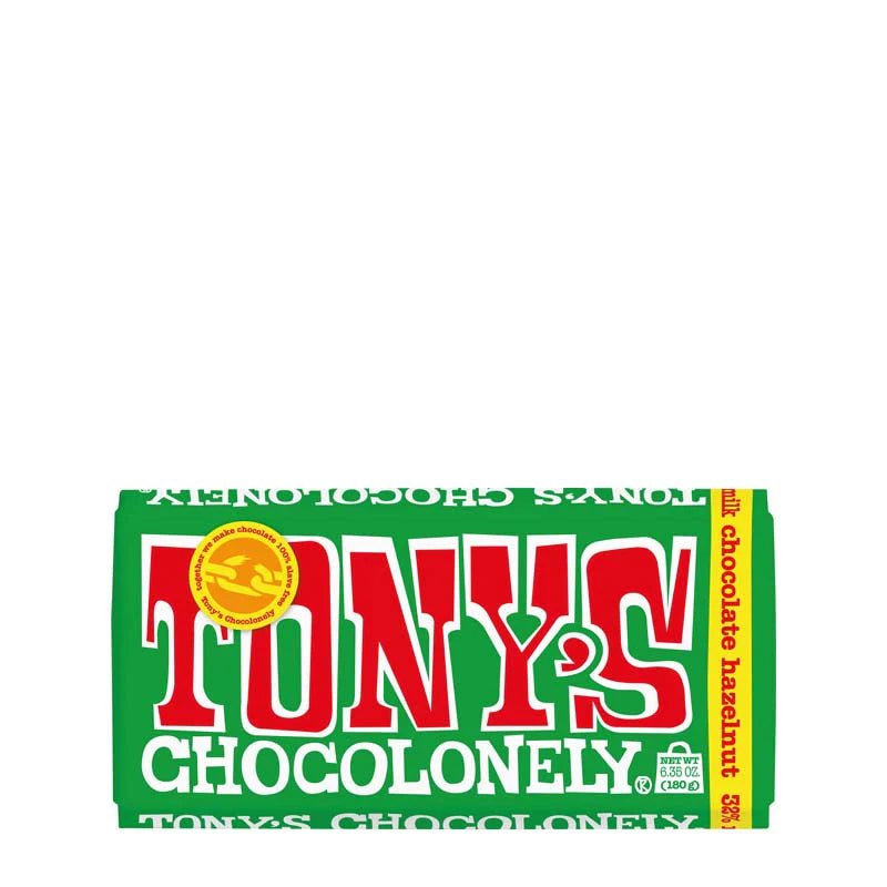 Tony's Chocolonely Milk Hazelnut 28% 180g - Preston ApothecaryTONY'S CHOCOLONELY