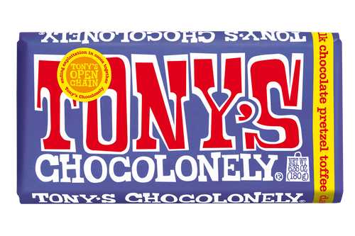 Tony's Chocolonely dark milk pretzel toffee 42%