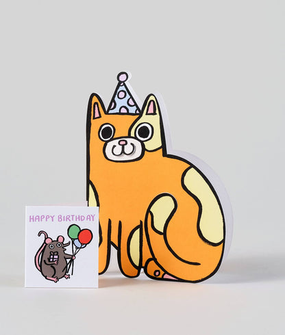 WRAP - 'Cat with Mini Card' Kid's Greetings Card - Preston ApothecaryWrap