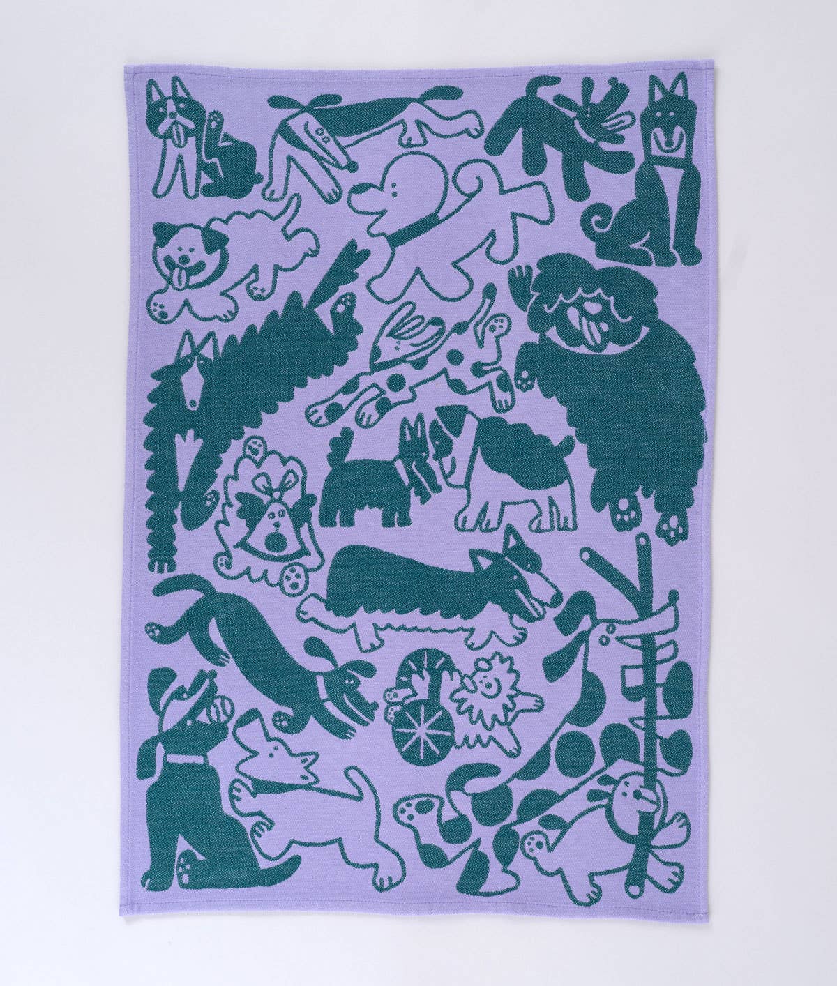 Wrap - 'Dogs Day Out Lilac/Green' Tea Towel