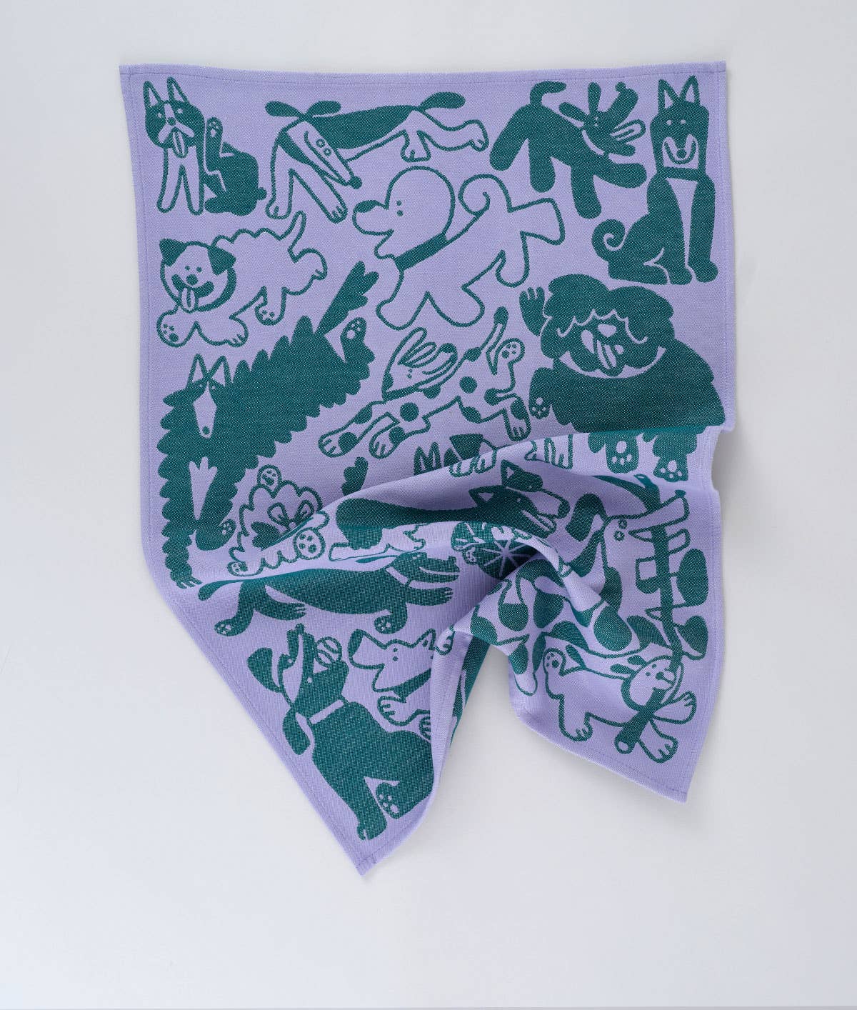 Wrap - 'Dogs Day Out Lilac/Green' Tea Towel - Preston ApothecaryWrap