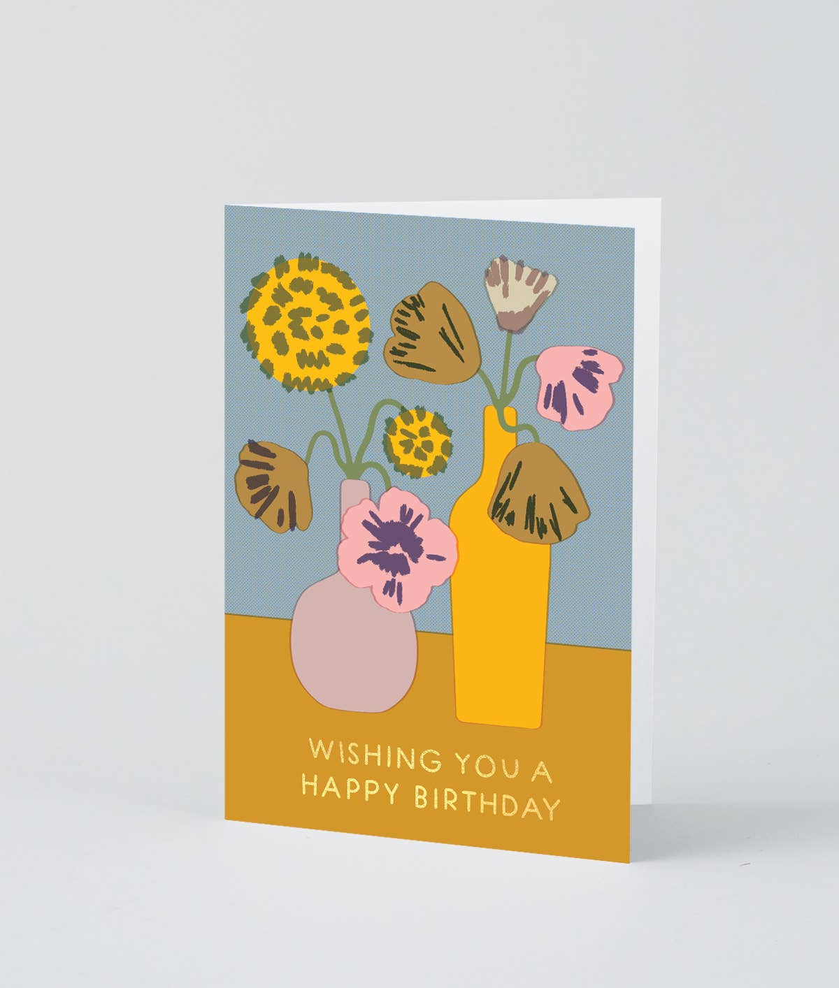 Wrap - 'HB Flowers In Vase' Foiled Greetings Card