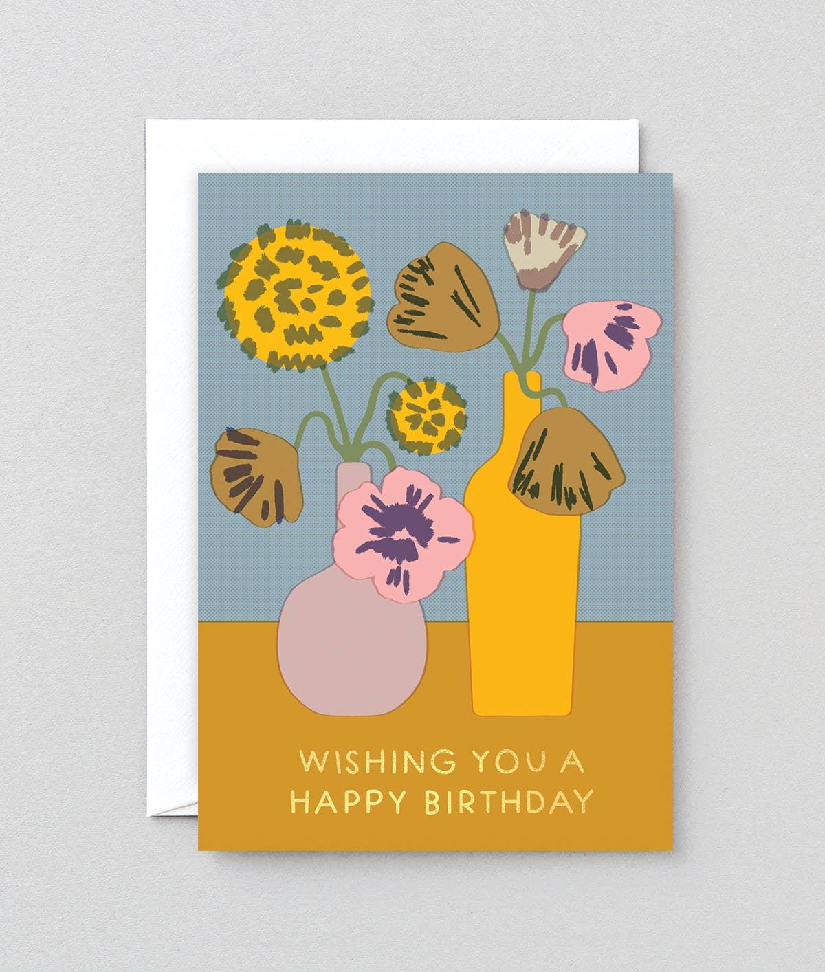 Wrap - 'HB Flowers In Vase' Foiled Greetings Card - Preston ApothecaryWrap