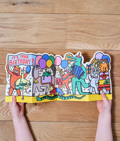 Wrap - 'Party Parade' Fold Out Kid's Birthday Card - Preston ApothecaryWrap