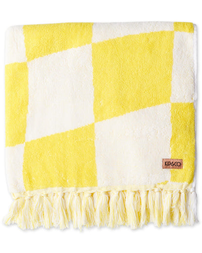 KIP&CO Checkerboard Yellow Terry Bath Towel