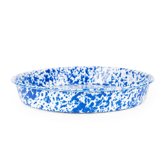 Crow Canyon Home - Splatter Enamelware Cocktail Tray/Deep Dish Pizza Pan | Blue