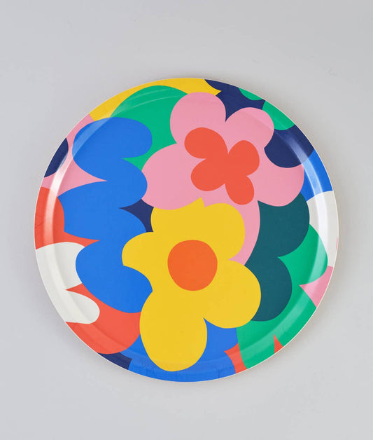WRAP MAGAZINE 'Floral Abstract' Round Art Tray 