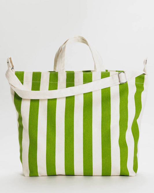 BAGGU Horizontal Zip Duck Bag - Green Awning Stripe